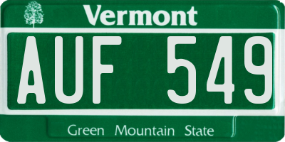 VT license plate AUF549