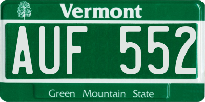 VT license plate AUF552