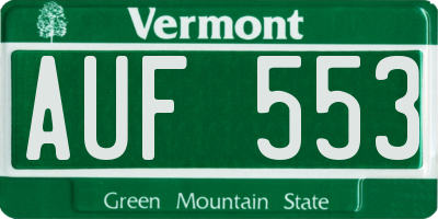 VT license plate AUF553