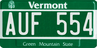 VT license plate AUF554