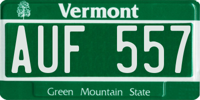VT license plate AUF557