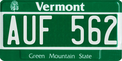 VT license plate AUF562
