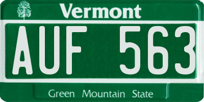 VT license plate AUF563
