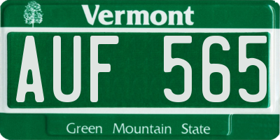 VT license plate AUF565