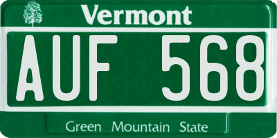 VT license plate AUF568