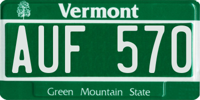 VT license plate AUF570