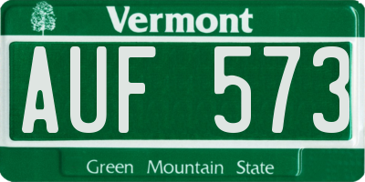VT license plate AUF573