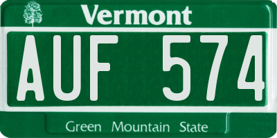 VT license plate AUF574
