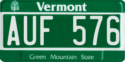 VT license plate AUF576