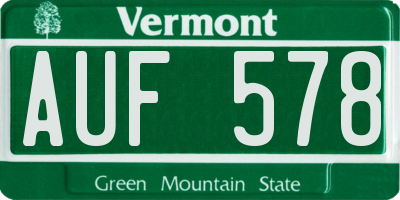 VT license plate AUF578