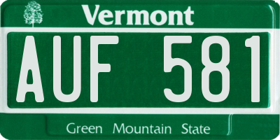 VT license plate AUF581