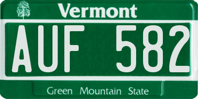 VT license plate AUF582