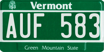 VT license plate AUF583
