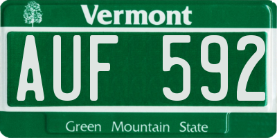 VT license plate AUF592