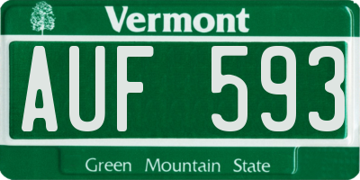 VT license plate AUF593