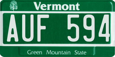 VT license plate AUF594