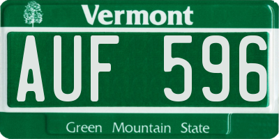 VT license plate AUF596