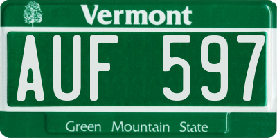 VT license plate AUF597