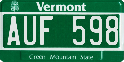 VT license plate AUF598