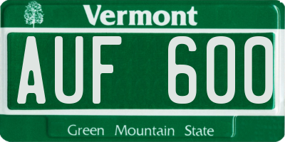 VT license plate AUF600