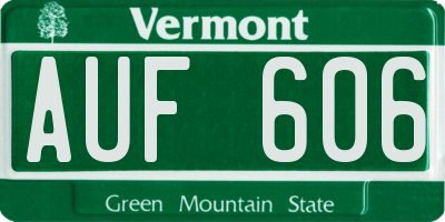 VT license plate AUF606