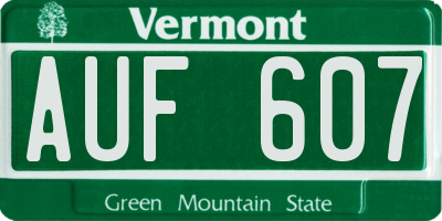 VT license plate AUF607