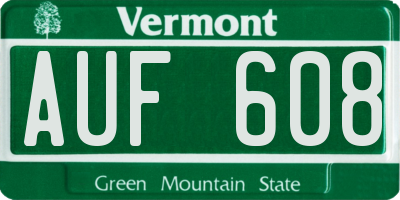 VT license plate AUF608