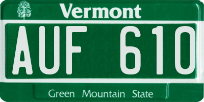 VT license plate AUF610