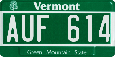 VT license plate AUF614