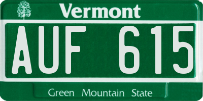 VT license plate AUF615