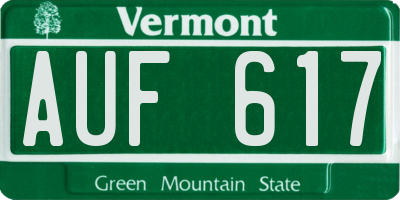 VT license plate AUF617