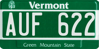 VT license plate AUF622