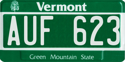 VT license plate AUF623