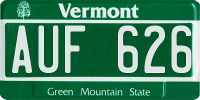VT license plate AUF626