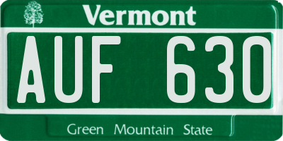 VT license plate AUF630