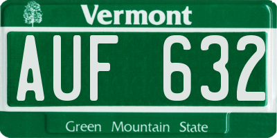 VT license plate AUF632