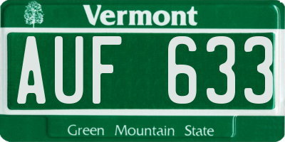 VT license plate AUF633