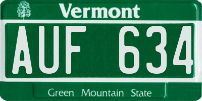 VT license plate AUF634