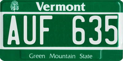 VT license plate AUF635