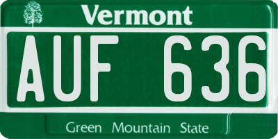 VT license plate AUF636