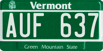 VT license plate AUF637