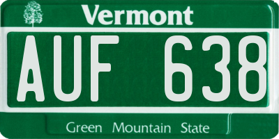 VT license plate AUF638