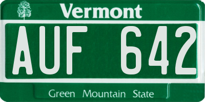 VT license plate AUF642
