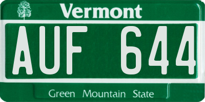 VT license plate AUF644