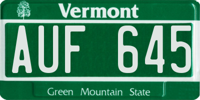 VT license plate AUF645
