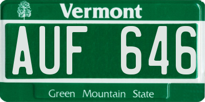 VT license plate AUF646