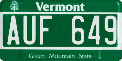 VT license plate AUF649