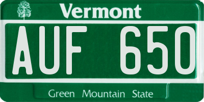 VT license plate AUF650