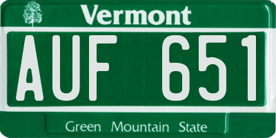 VT license plate AUF651