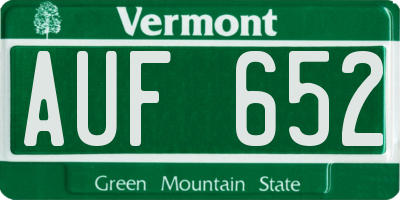VT license plate AUF652
